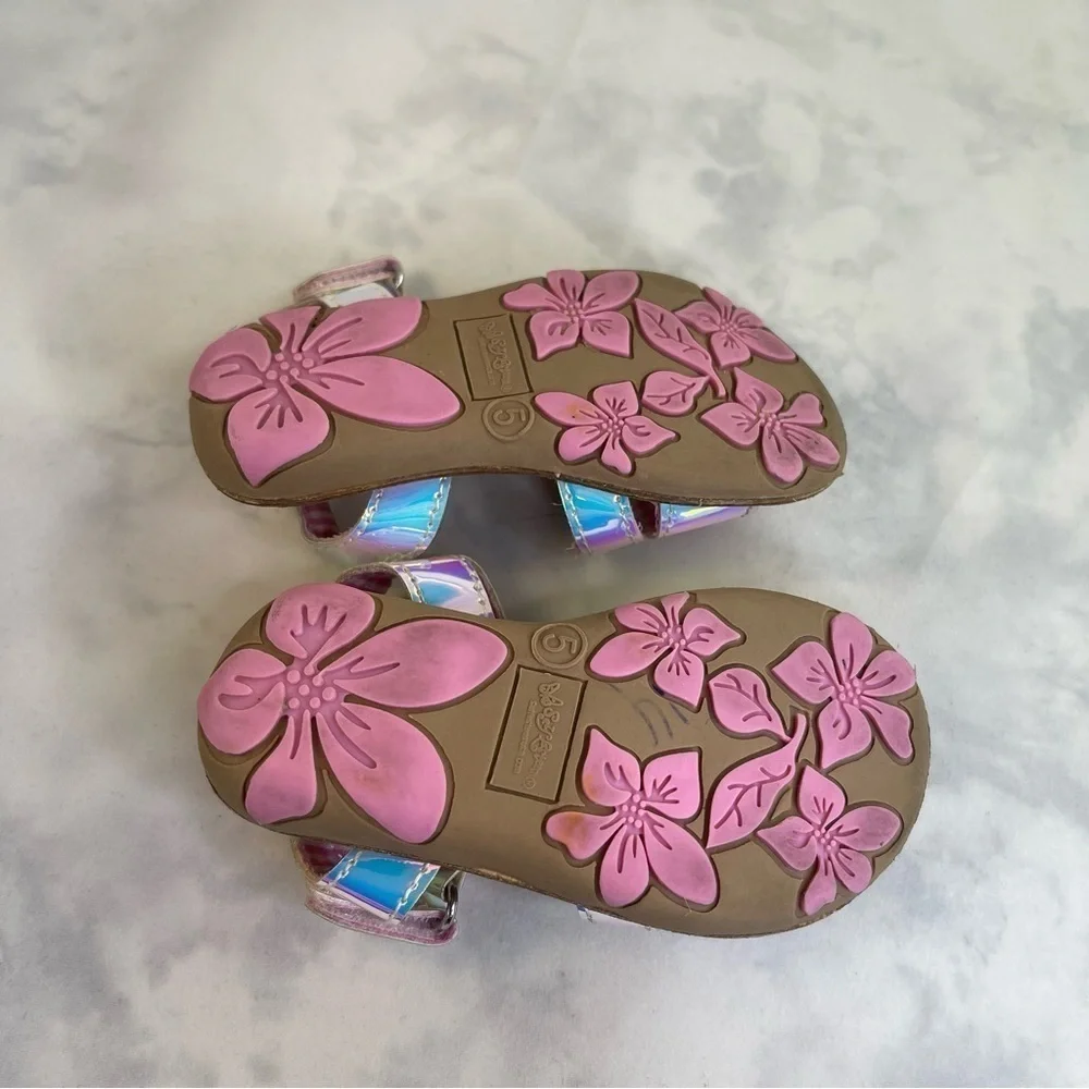 Baby girl Silver and Pink Sandals with Adjustable Straps toddler Size 5